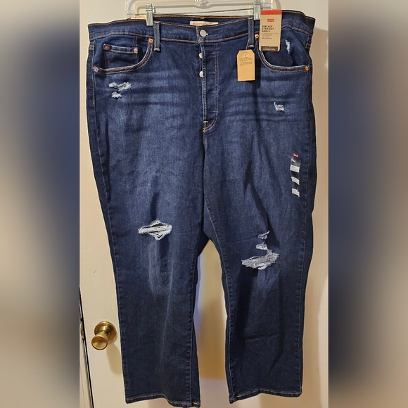 Levi's Denim - Levis Womens High Waist Ribcage Straight Ankle Distressed Jeans Size 22W NWT